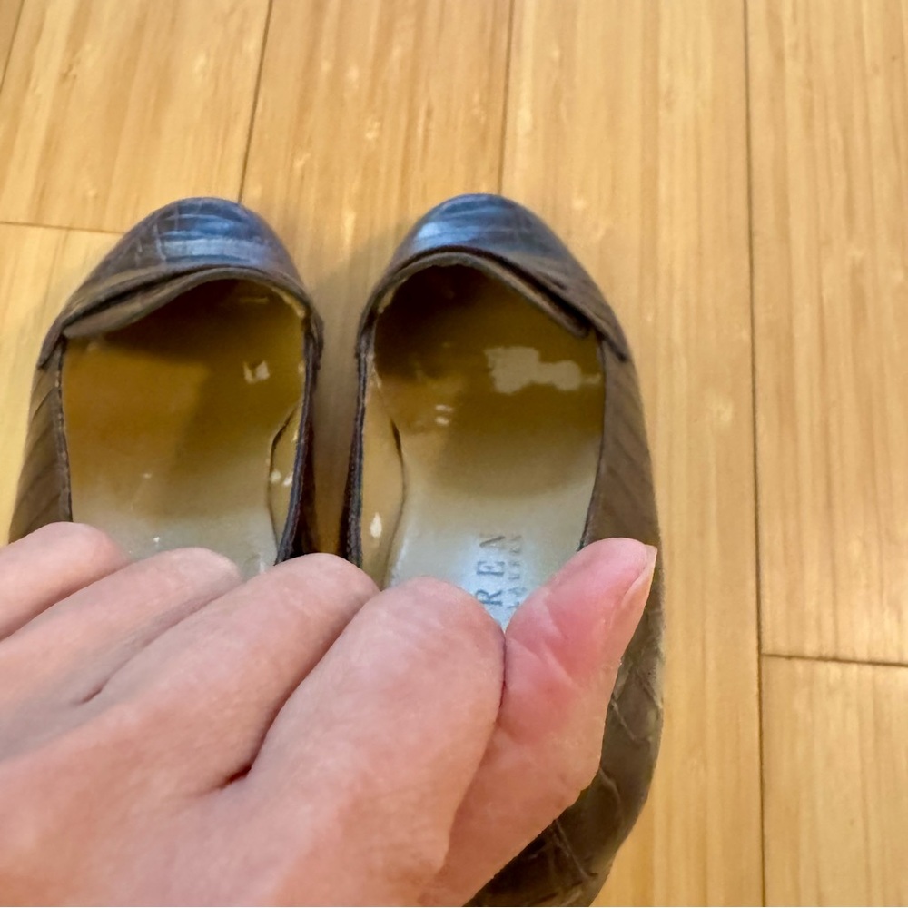 Ralph Lauren Brown Croc Leather Loafers - Picture 6 of 8